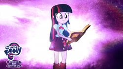 Size: 1920x1080 | Tagged: safe, artist:jackardy, derpibooru import, twilight sparkle, equestria girls, best human, book, emblem, logo, my little pony logo, smiling, solo, vector, wallpaper