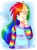 Size: 1185x1600 | Tagged: safe, artist:drawcraft123, derpibooru import, rainbow dash, human, blushing, cute, dashabetes, eye clipping through hair, female, humanized, one eye closed, peace sign, smiling, solo, wink