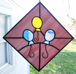 Size: 3056x2988 | Tagged: safe, artist:tjglass, pinkie pie, cutie mark, irl, photo, photo craft, stained glass, stained glass (irl)