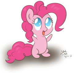 Size: 945x901 | Tagged: safe, artist:noxdrachen, pinkie pie, pony, chibi, cute, diapinkes, happy, no pupils, open mouth, simple background, solo, transparent background