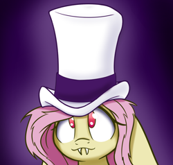 Size: 802x765 | Tagged: safe, artist:heir-of-rick, fluttershy, bat pony, pony, cute, flutterbat, hat, shyabetes, solo, top hat