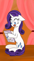 Size: 720x1280 | Tagged: safe, rarity, pony, unicorn, curtains, female, magazine, she knows, solo