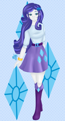 Size: 1080x2000 | Tagged: safe, artist:taynatsume, rarity, equestria girls, anime style, belt, boots, clothes, female, looking at you, shoes, skirt, solo