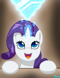 Size: 612x792 | Tagged: safe, artist:edgarkingmaker, rarity, pony, unicorn, crystal, diamond, female, happy, magic