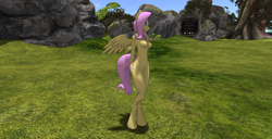 Size: 1920x986 | Tagged: safe, artist:bangayo, artist:yosegaman, fluttershy, anthro, unguligrade anthro, 3d, barbie doll anatomy, breasts, featureless breasts, featureless crotch, female, ona, second life, sexy, solo