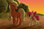 Size: 4000x2600 | Tagged: safe, artist:mricantdraw, apple bloom, applejack, earth pony, pony, cutie mark exchange, sisters, sunset, swapped cutie marks