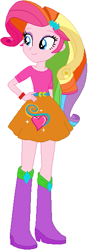 Size: 205x580 | Tagged: safe, artist:ra1nb0wk1tty, artist:selenaede, artist:the smiling pony, artist:user15432, rarity, rarity (g3), human, equestria girls, g3, barely eqg related, base used, boots, bracelet, clothes, colorful, colors, dress, equestria girls style, equestria girls-ified, g3 to equestria girls, g3 to g4, generation leap, hairpin, jewelry, pink skin, rainbow colors, rainbow hair, shirt, shoes, skirt