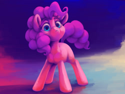 Size: 2000x1500 | Tagged: safe, artist:verulence, pinkie pie, earth pony, pony, frown, looking at you, solo, unamused, when she doesn't smile, wide eyes