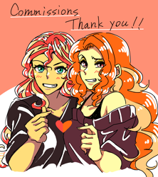 Size: 1600x1800 | Tagged: safe, artist:raika0306, adagio dazzle, sunset shimmer, equestria girls, female, lesbian, shipping, sunsagio