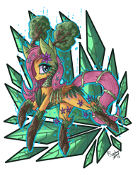 Size: 900x1200 | Tagged: safe, artist:raptor007, fluttershy, pegasus, pony, flower, flower in hair, fluttertree, solo