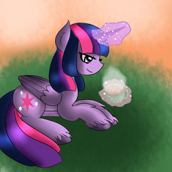 Size: 1200x1200 | Tagged: safe, artist:sunniedoodles, derpibooru import, twilight sparkle, twilight sparkle (alicorn), alicorn, pony, female, mare, solo, tea, unshorn fetlocks