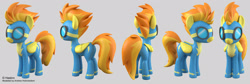 Size: 1920x644 | Tagged: safe, artist:andrew hickinbottom, derpibooru import, part of a set, spitfire, pegasus, pony, 3d, 3ds max, clothes, guardians of harmony, multeity, official, simple background, solo, toy, uniform, wonderbolts uniform