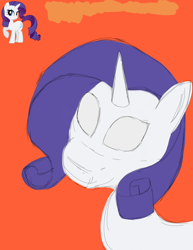 Size: 2136x2761 | Tagged: safe, rarity, pony, unicorn, colored sketch, female, mare, orange background, simple background, solo, thousand yard stare