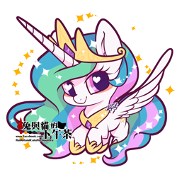 Size: 1200x1200 | Tagged: safe, artist:snow angel, princess celestia, alicorn, pony, chibi, chinese, crown, cute, cutelestia, female, heart eyes, jewelry, looking at you, mare, regalia, simple background, smiling, snow angel is trying to murder us, solo, transparent background, wingding eyes