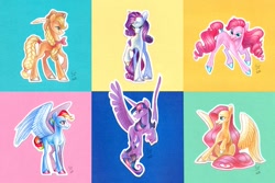 Size: 1095x730 | Tagged: safe, artist:eeviart, derpibooru import, applejack, fluttershy, pinkie pie, rainbow dash, rarity, twilight sparkle, twilight sparkle (alicorn), alicorn, earth pony, pegasus, pony, unicorn, mane six