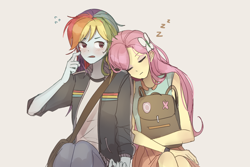 Size: 1800x1200 | Tagged: safe, artist:tcn1205, derpibooru import, fluttershy, rainbow dash, human, equestria girls, cute, daaaaaaaaaaaw, female, flutterdash, humanized, lesbian, onomatopoeia, pony coloring, shipping, sleeping, sound effects, zzz