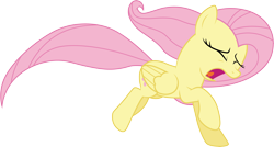 Size: 6318x3389 | Tagged: safe, artist:cloudyglow, fluttershy, pegasus, pony, .ai available, absurd resolution, eyes closed, running, simple background, solo, transparent background, vector