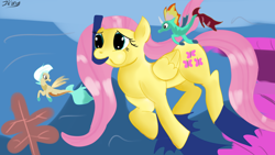 Size: 1280x720 | Tagged: safe, artist:jbond, fluttershy, pegasus, pony, sea pony, female, mare, water