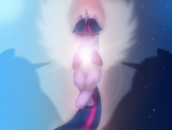 Size: 738x558 | Tagged: safe, artist:xxbluefiredragonxx, derpibooru import, twilight sparkle, twilight sparkle (alicorn), alicorn, pony, day, female, lens flare, mare, night, solo