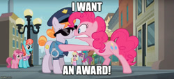 Size: 800x362 | Tagged: safe, edit, screencap, copper top, pinkie pie, earth pony, pony, the gift of the maud pie, big pink loser, image macro, meme, spongebob squarepants, text