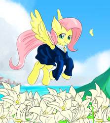 Size: 2100x2350 | Tagged: safe, artist:汚自慰, fluttershy, pegasus, pony, female, mare, pink mane, solo, yellow coat