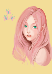 Size: 2480x3508 | Tagged: safe, artist:a000203526, fluttershy, human, bust, humanized, portrait, solo