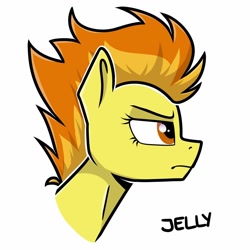 Size: 1280x1280 | Tagged: safe, artist:jellyys, derpibooru import, spitfire, pegasus, pony, angry, bust, female, mare, portrait, profile, simple background, solo, white background