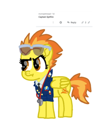 Size: 1080x1242 | Tagged: safe, artist:chespinfan, derpibooru import, spitfire, pegasus, pony, clothes, female, frown, glasses, mare, requested art, simple background, solo, whistle, white background