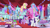 Size: 1920x1080 | Tagged: safe, derpibooru import, screencap, applejack, fluttershy, rainbow dash, rarity, spike, twilight sparkle, twilight sparkle (alicorn), alicorn, dragon, earth pony, pegasus, pony, unicorn, between dark and dawn, air pump, applejack's hat, balloon, blowing up balloons, canterlot castle, cowboy hat, decoration, female, food, glowing horn, hat, horn, horseshoes, inflating, magic, male, mare, note, party, pumping, stars, statue, streamers, telekinesis, winged spike