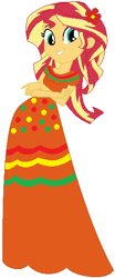 Size: 232x560 | Tagged: safe, artist:selenaede, artist:user15432, sunset shimmer, human, equestria girls, base used, cinco de mayo, clothes, crossed arms, dress, flower, flower in hair, orange dress, red flowers