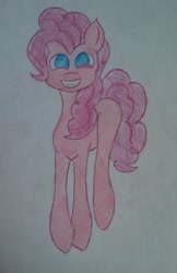 Size: 1708x2629 | Tagged: safe, artist:dewdrop, pinkie pie, earth pony, pony, colored pencil drawing, cute, pencil, smiling, solo, traditional art