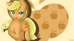 Size: 5760x3240 | Tagged: safe, applejack, earth pony, pony, applejack's hat, blonde, blonde mane, blonde tail, cutie mark, female, green eyes, mare, orange coat, solo