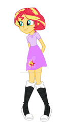 Size: 625x1279 | Tagged: safe, artist:airiana45, sunset shimmer, equestria girls, boots, clothes, shoes, simple background, solo, transparent background, vector