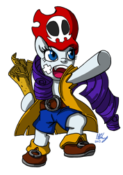 Size: 700x990 | Tagged: safe, artist:projectzuel, rarity, pony, unicorn, bandage, belt, clothes, cosplay, costume, crossover, female, hat, map, mare, open mouth, pirateshoes, shorts, simple background, solo, transparent background, zack & wiki: quest for barbaros' treasure