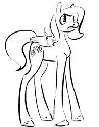 Size: 565x727 | Tagged: safe, artist:tempusfidgets, fluttershy, pegasus, pony, disproportional anatomy, long legs, monochrome, really tall fluttershy, solo