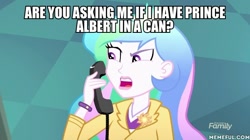 Size: 600x337 | Tagged: safe, edit, edited screencap, screencap, princess celestia, principal celestia, eqg summertime shorts, equestria girls, subs rock, celestia calls, image macro, meme, phone, prank call