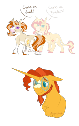 Size: 1800x2868 | Tagged: safe, artist:parrpitched, sunburst, sunset shimmer, oc, oc:duchess day, pony, unicorn, female, filly, offspring, older, parent:fleur-de-lis, parent:sunburst, parents:fleurburst, simple background, sunny siblings, transparent background, younger