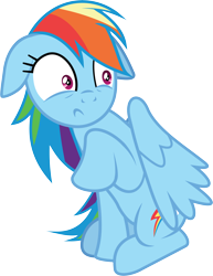 Size: 11942x15486 | Tagged: safe, artist:wissle, derpibooru import, rainbow dash, pegasus, pony, absurd resolution, female, floppy ears, mare, raised hoof, scared, shocked, shocked expression, simple background, solo, transparent background, vector, wide eyes