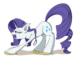 Size: 2000x1600 | Tagged: safe, artist:coldtrail, rarity, pony, unicorn, behaving like a cat, face down ass up, female, mare, open mouth, plushie, simple background, solo, transparent background, yawn