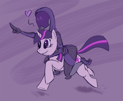 Size: 1100x903 | Tagged: safe, artist:okiedokielowkey, artist:plasma-snake, derpibooru import, twilight sparkle, aliens riding ponies, crossover, happy, heart, mass effect, riding, running, tali'zorah vas normandy