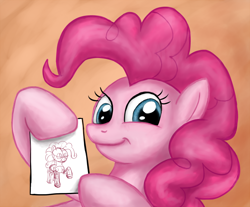 Size: 1206x1000 | Tagged: safe, artist:tunskaa, pinkie pie, earth pony, pony, female, mare, pink coat, pink mane, simple background, solo