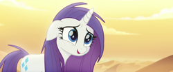 Size: 1920x804 | Tagged: safe, screencap, rarity, pony, unicorn, my little pony: the movie, bags under eyes, bone dry desert, desert, floppy ears, messy mane, solo, tired