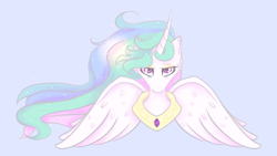 Size: 6222x3500 | Tagged: safe, artist:lucky-em, princess celestia, alicorn, pony, female, horn, mare, multicolored mane, solo, white coat