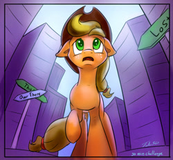 Size: 540x500 | Tagged: safe, artist:tsitra360, applejack, earth pony, pony, lost, my little art challenge, solo