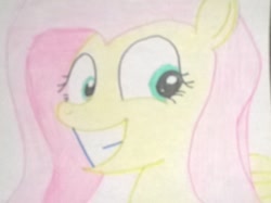 Size: 1398x1048 | Tagged: safe, artist:toyminator900, fluttershy, pegasus, pony, faic, smiling, solo, traditional art