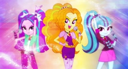 Size: 1980x1080 | Tagged: safe, artist:bubbly-storm, artist:mixiepie, derpibooru import, adagio dazzle, aria blaze, sonata dusk, equestria girls, rainbow rocks, glow, microphone, singing, the dazzlings, wallpaper