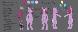 Size: 1280x538 | Tagged: safe, artist:miracandraw, pinkie pie, earth pony, pony, ask broken blinkie, pinkamena diane pie, reference sheet