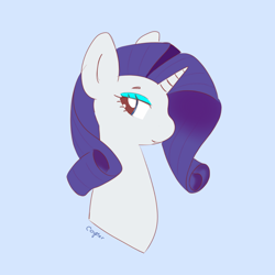 Size: 1600x1600 | Tagged: safe, artist:c0pter, rarity, pony, unicorn, blue background, simple background, solo