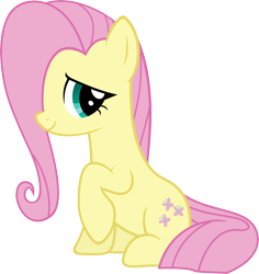 Size: 5666x6000 | Tagged: safe, artist:slb94, fluttershy, earth pony, pony, absurd resolution, cute, earth pony fluttershy, hair over one eye, race swap, simple background, sitting, solo, transparent background, vector, wingless