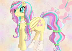 Size: 4092x2893 | Tagged: safe, artist:fia94, fluttershy, pegasus, pony, absurd resolution, alternate hairstyle, clothes, necklace, rainbow power, rainbow power fluttershy, shoes, solo